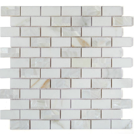 Elysium Tiles Diana Brick Calacatta 11.75" x 11.75" Marble Mosaic Tile