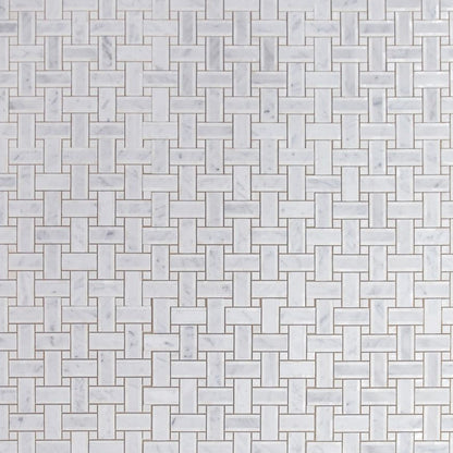 Elysium Tiles Diana Cross Carrara 12.25" x 12.25" Marble Mosaic Tile