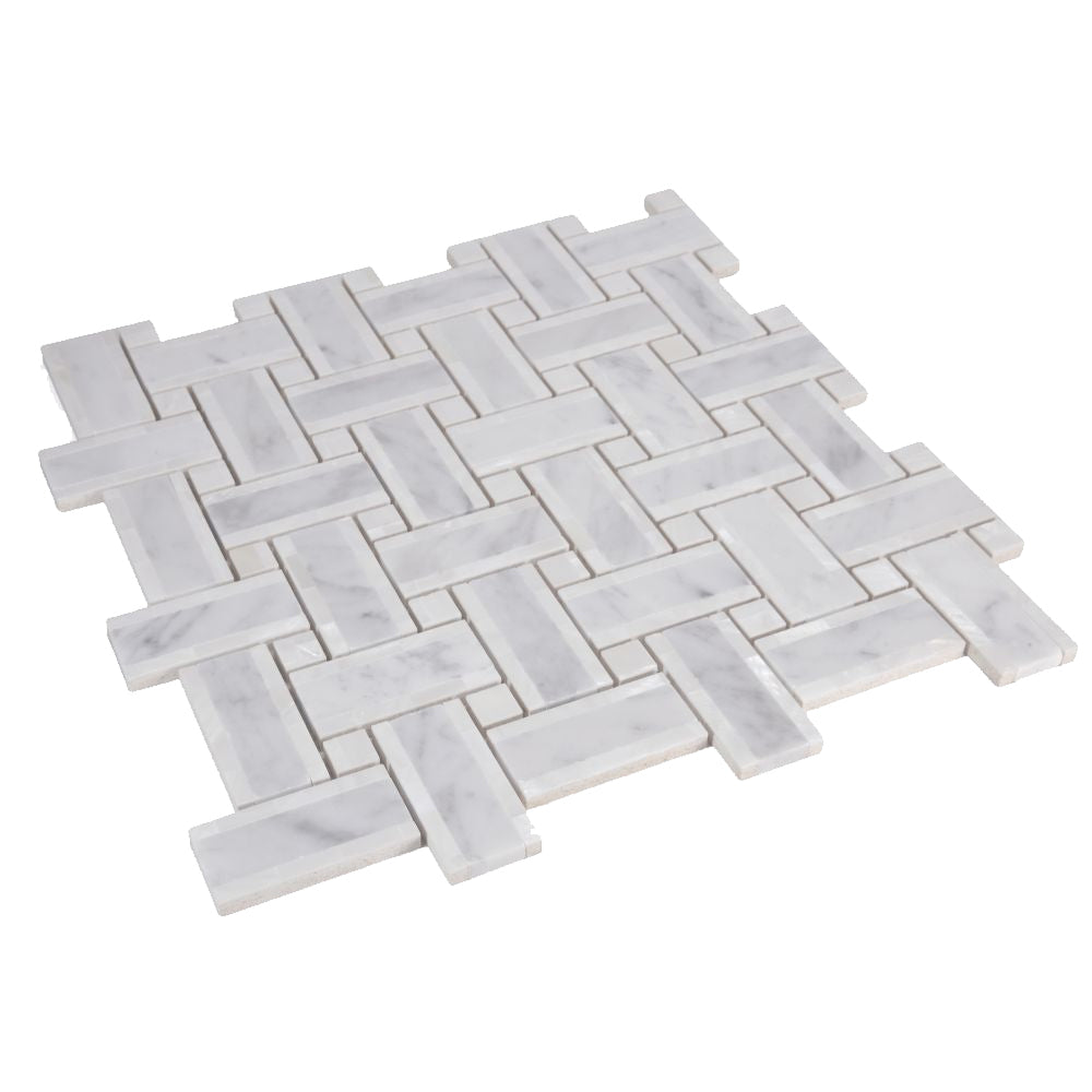 Elysium Tiles Diana Cross Carrara 12.25" x 12.25" Marble Mosaic Tile