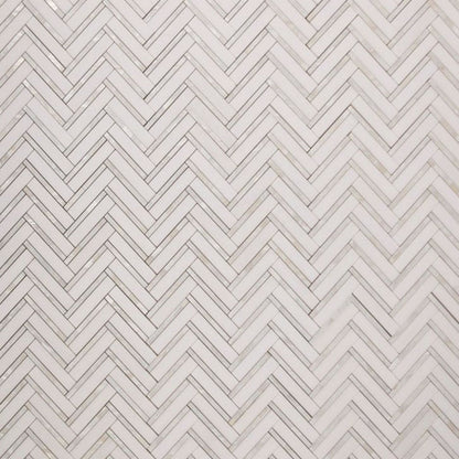 Elysium Tiles Diana Herringbone Thassos 11" x 11.75" Marble Mosaic Tile