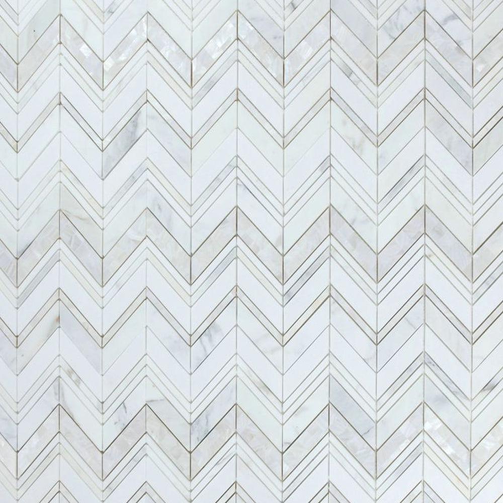 Elysium Tiles Diana Ravenna Calacatta 11.75" x 12.25" Marble Mosaic Tile