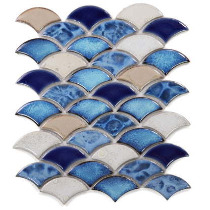 Elysium Tiles Dragon Scale Blue 10" x 12" Porcelain Mosaic Tile