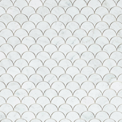 Elysium Tiles Dragon Scale Carrara 9.75" x 9.75" Marble Mosaic Tile