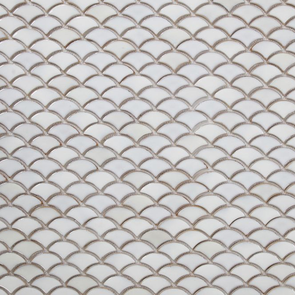 Elysium Tiles Dragon Scale Fancy White 9.75" x 12" Mosaic Tile