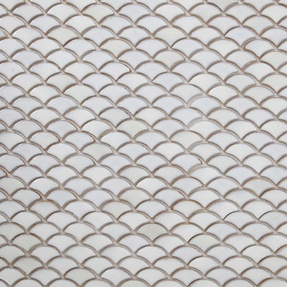 Elysium Tiles Dragon Scale Fancy White 9.75" x 12" Mosaic Tile