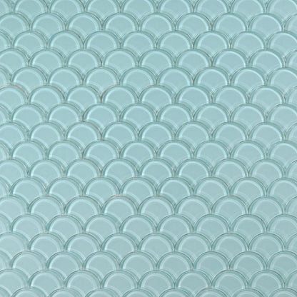 Elysium Tiles Dragon Scale Mint 9.5" x 9.5" Glass Mosaic Tile