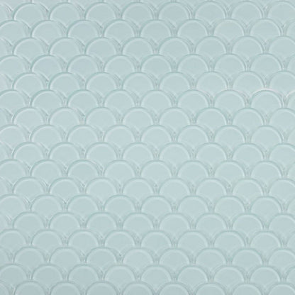 Elysium Tiles Dragon Scale Turquoise 9.5" x 9.5" Glass Mosaic Tile