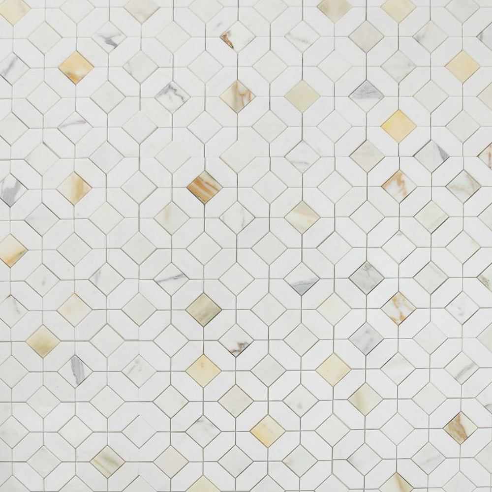 Elysium Tiles Eclipse Calacatta Gold 12" x 12" Marble Mosaic Tile