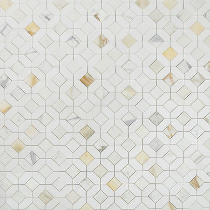 Elysium Tiles Eclipse Calacatta Gold 12" x 12" Marble Mosaic Tile