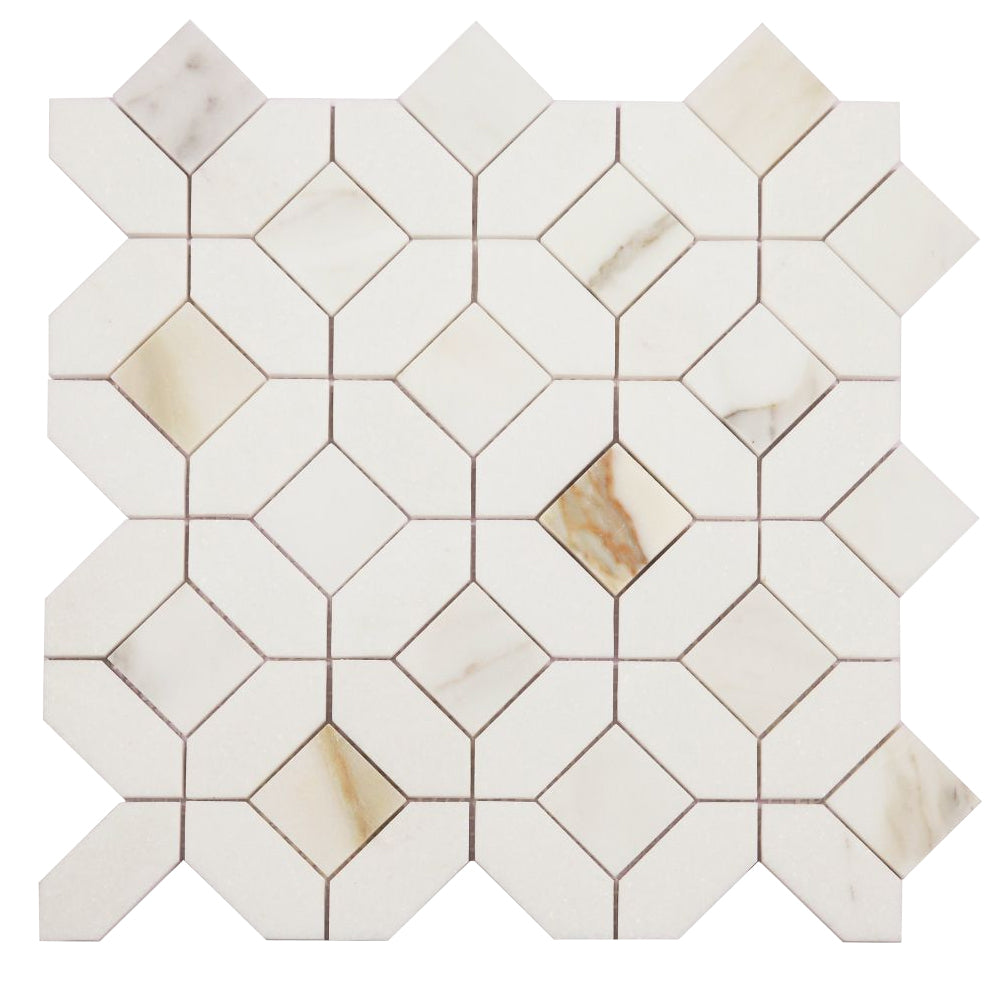 Elysium Tiles Eclipse Calacatta Gold 12" x 12" Marble Mosaic Tile