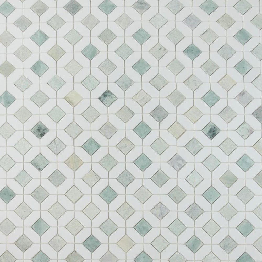 Elysium Tiles Eclipse Green 12.25" x 12.25" Marble Mosaic Tile