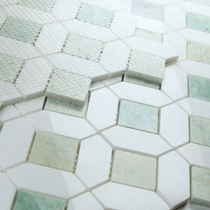 Elysium Tiles Eclipse Green 12.25" x 12.25" Marble Mosaic Tile