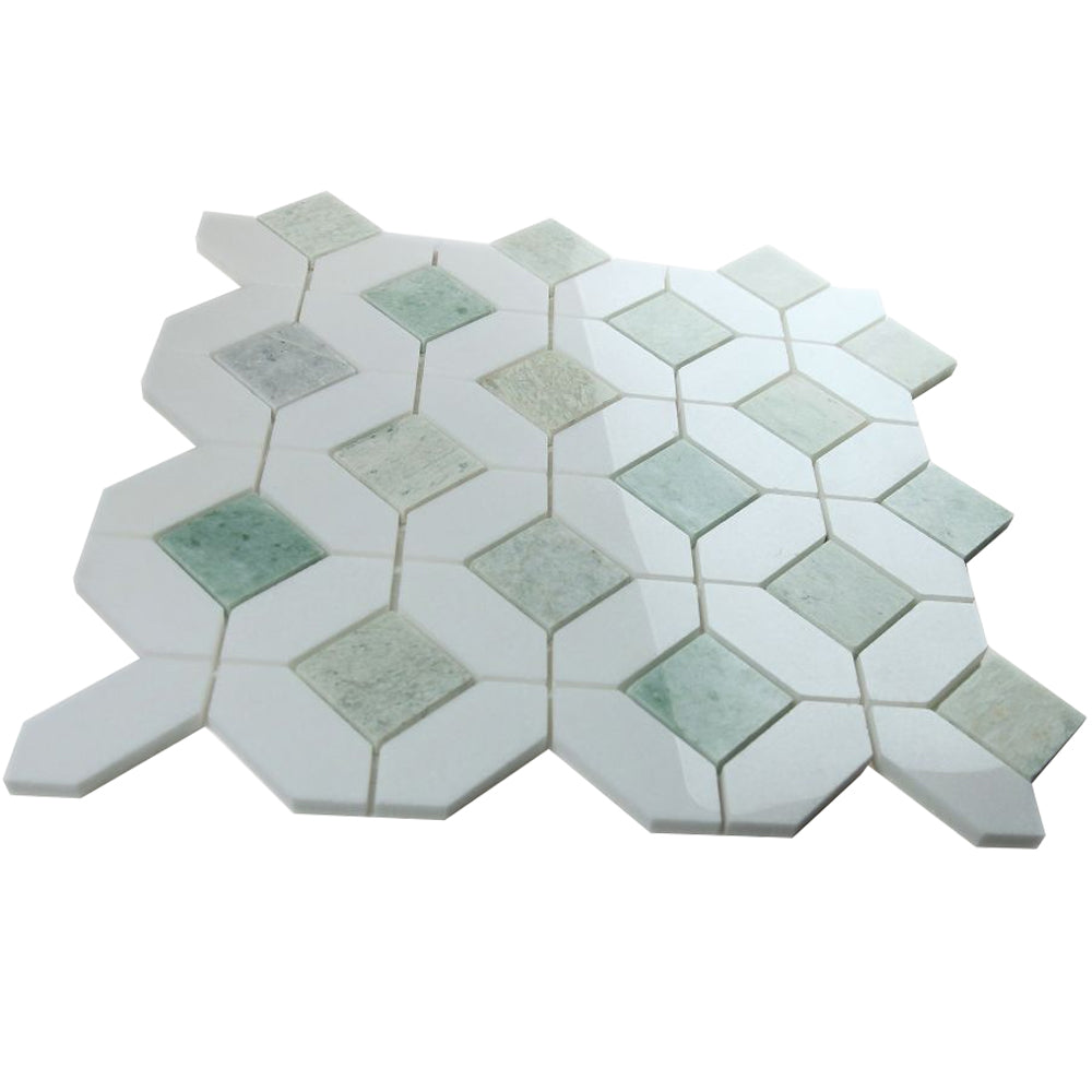 Elysium Tiles Eclipse Green 12.25" x 12.25" Marble Mosaic Tile