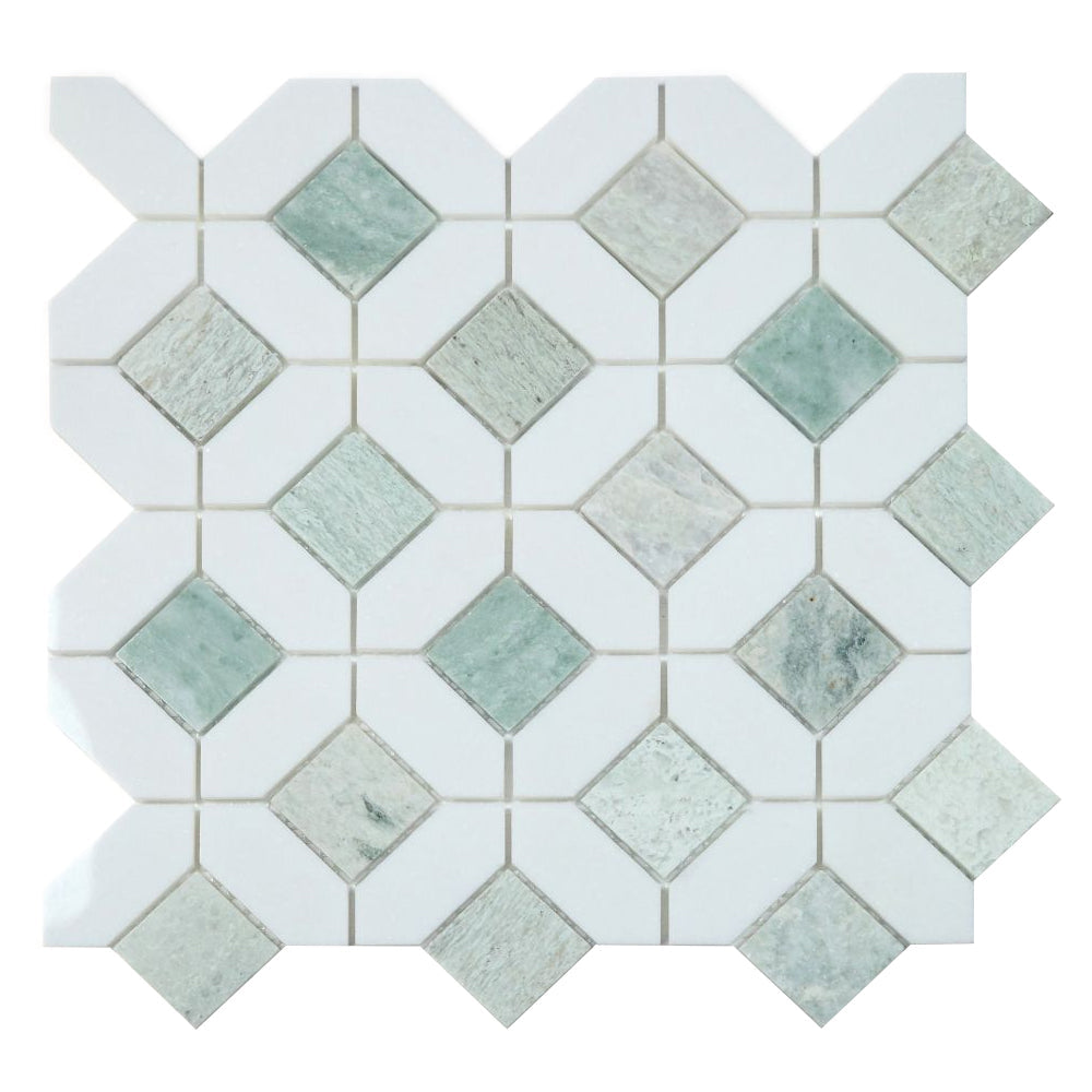 Elysium Tiles Eclipse Green 12.25" x 12.25" Marble Mosaic Tile