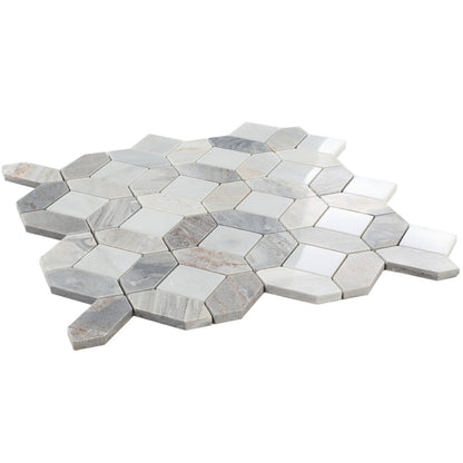 Elysium Tiles Eclipse Sky 12.25" x 12.25" Marble Mosaic Tile