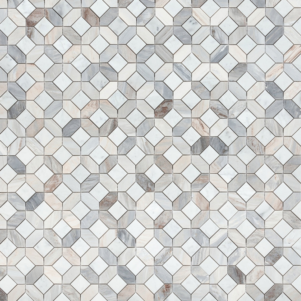 Elysium Tiles Eclipse Sky 12.25" x 12.25" Marble Mosaic Tile