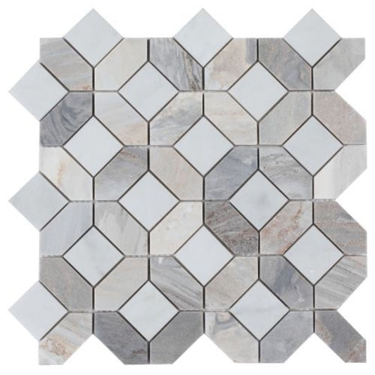 Elysium Tiles Eclipse Sky 12.25" x 12.25" Marble Mosaic Tile