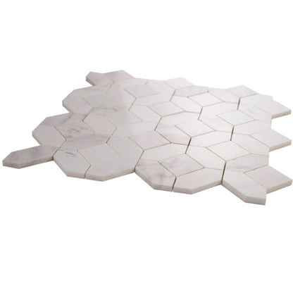 Elysium Tiles Eclipse White 12" x 12" Marble Mosaic Tile