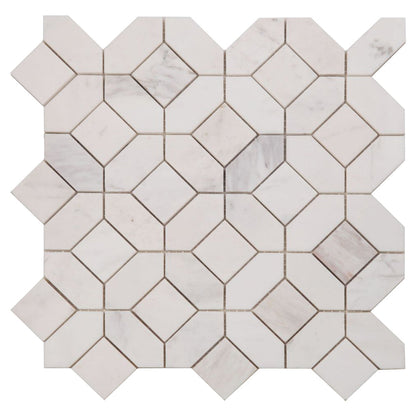 Elysium Tiles Eclipse White 12" x 12" Marble Mosaic Tile