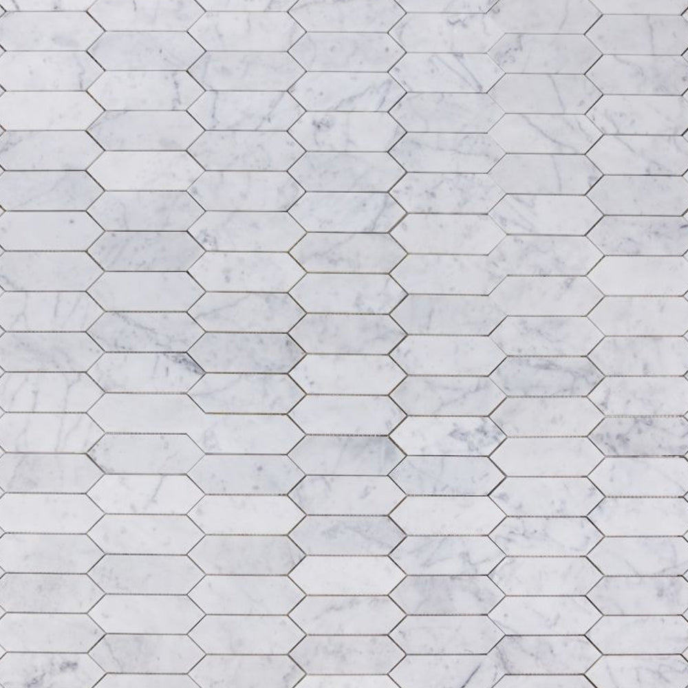 Elysium Tiles Elongated Hex Carrara Honed 11.75" x 15" Marble Mosaic Tile