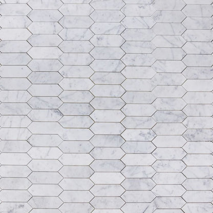 Elysium Tiles Elongated Hex Carrara Honed 11.75" x 15" Marble Mosaic Tile