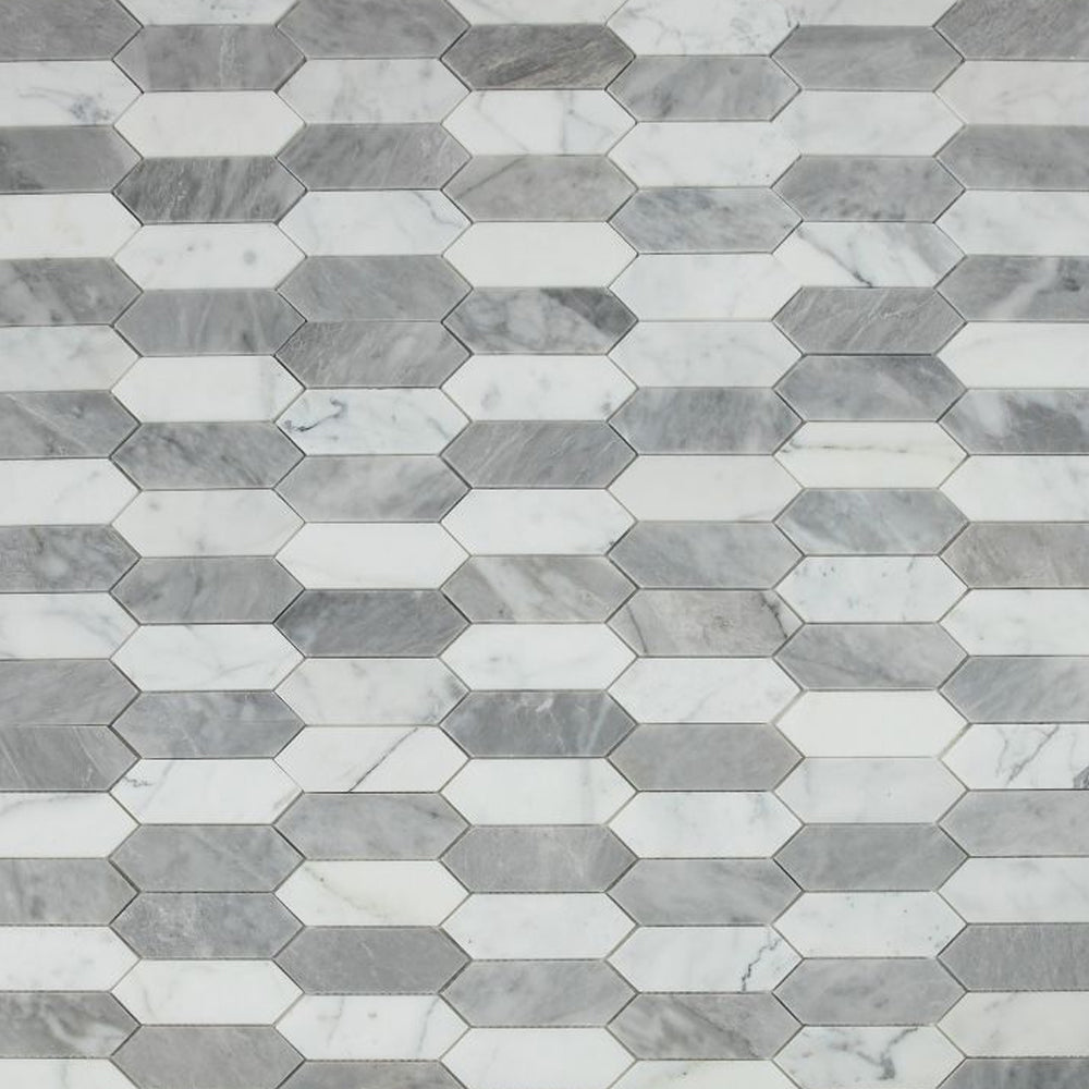 Elysium Tiles Elongated Hex Dusk 11.75" x 15" Marble Mosaic Tile