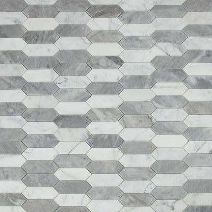 Elysium Tiles Elongated Hex Dusk 11.75" x 15" Marble Mosaic Tile