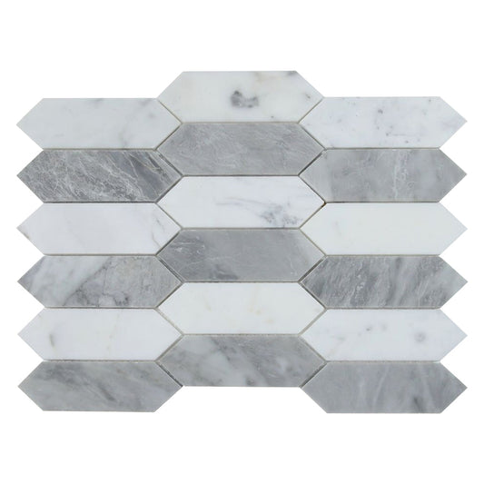 Elysium Tiles Elongated Hex Dusk 11.75" x 15" Marble Mosaic Tile