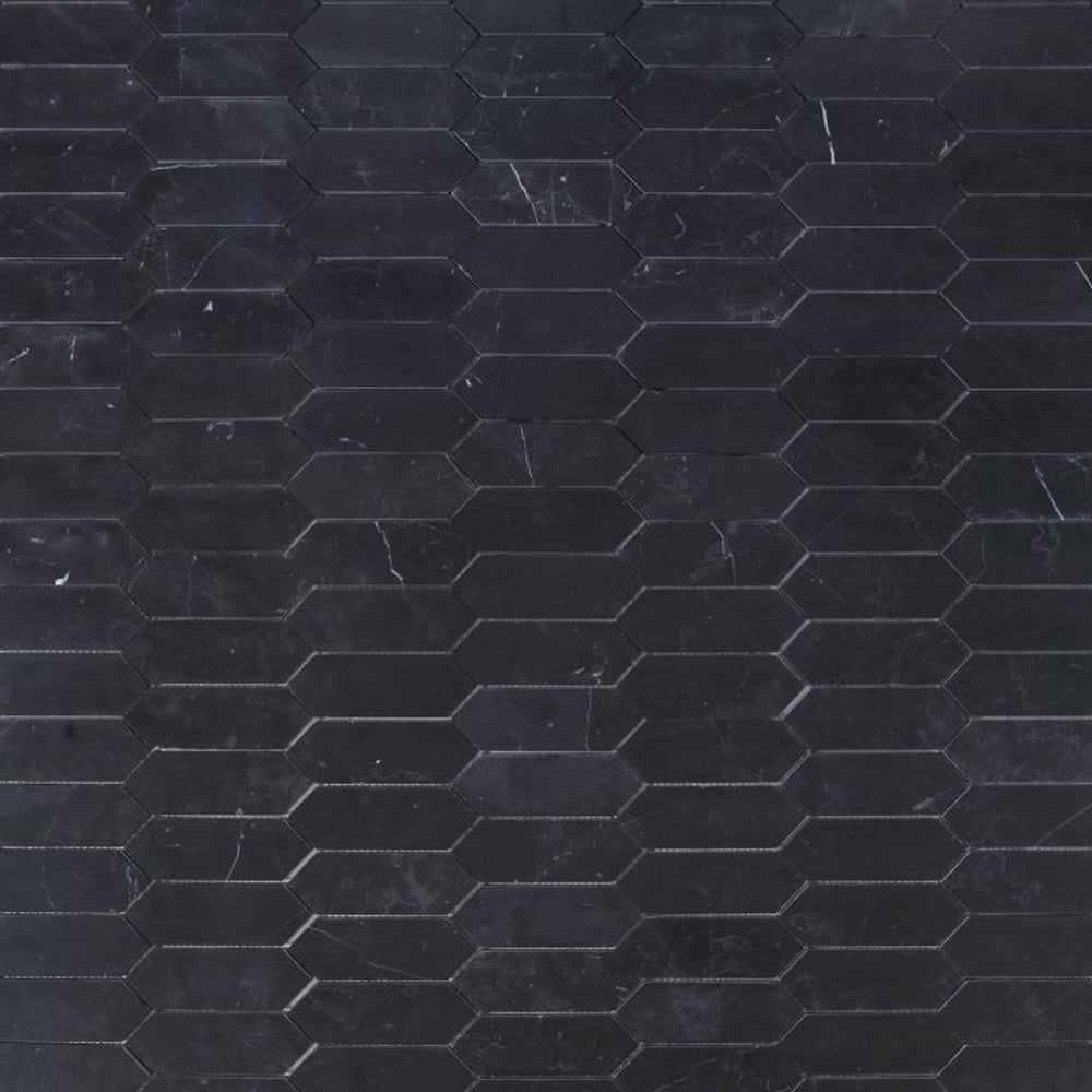 Elysium Tiles Elongated Hex Marquina 11.75" x 15" Marble Mosaic Tile