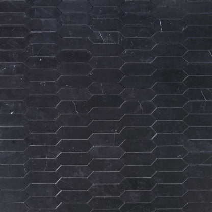 Elysium Tiles Elongated Hex Marquina 11.75" x 15" Marble Mosaic Tile