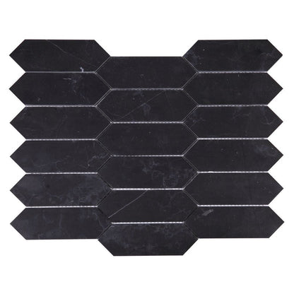 Elysium Tiles Elongated Hex Marquina 11.75" x 15" Marble Mosaic Tile