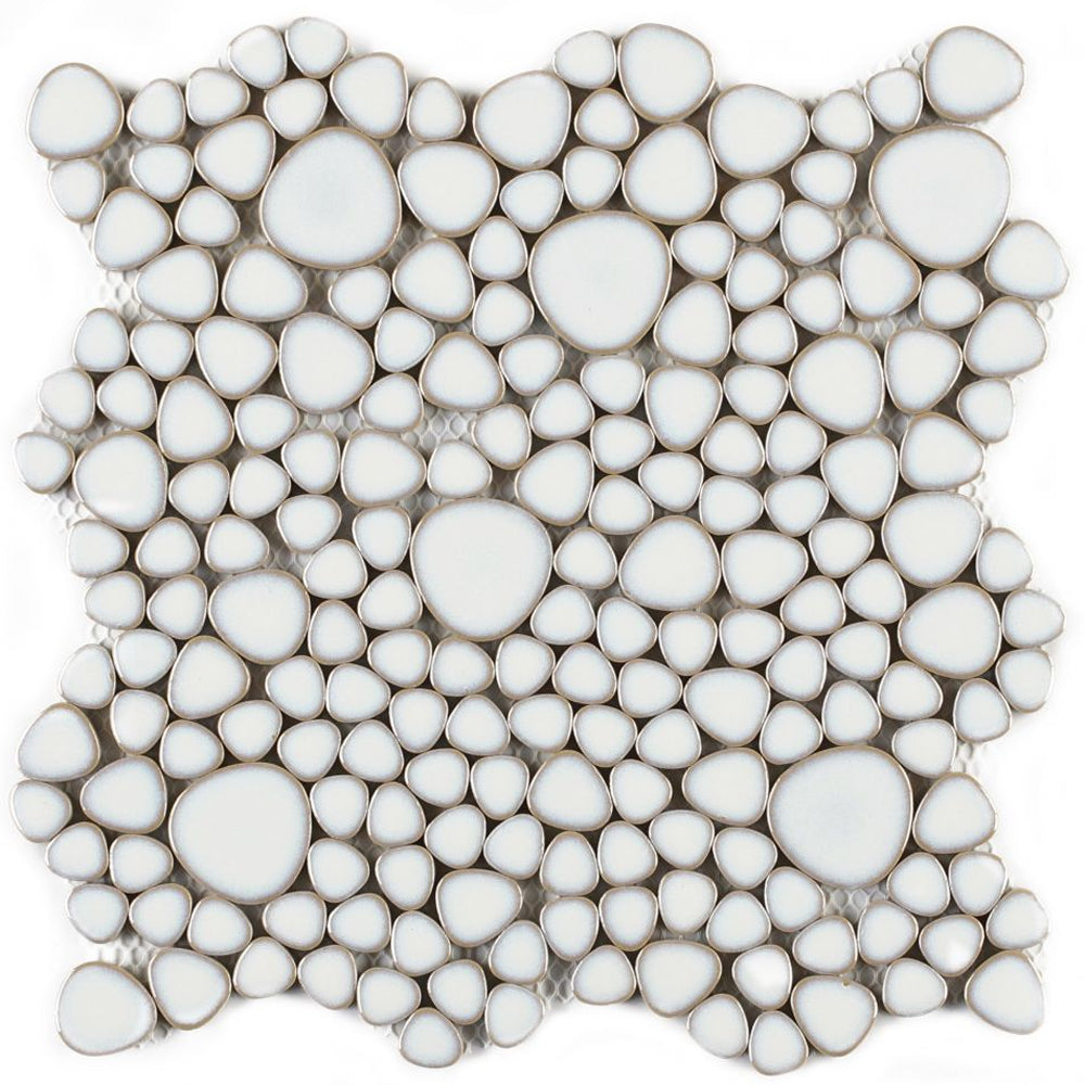 Elysium Tiles Growing Fancy White 11.5" x 11.5" Porcelain Mosaic Tile