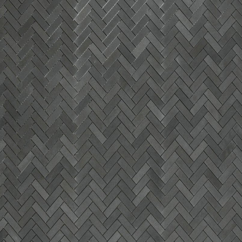 Elysium Tiles Herringbone Basalt 11" x 12.5" Basalt Mosaic Tile