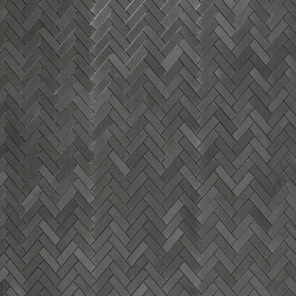 Elysium Tiles Herringbone Basalt 11" x 12.5" Basalt Mosaic Tile