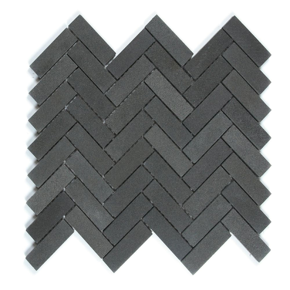 Elysium Tiles Herringbone Basalt 11" x 12.5" Basalt Mosaic Tile