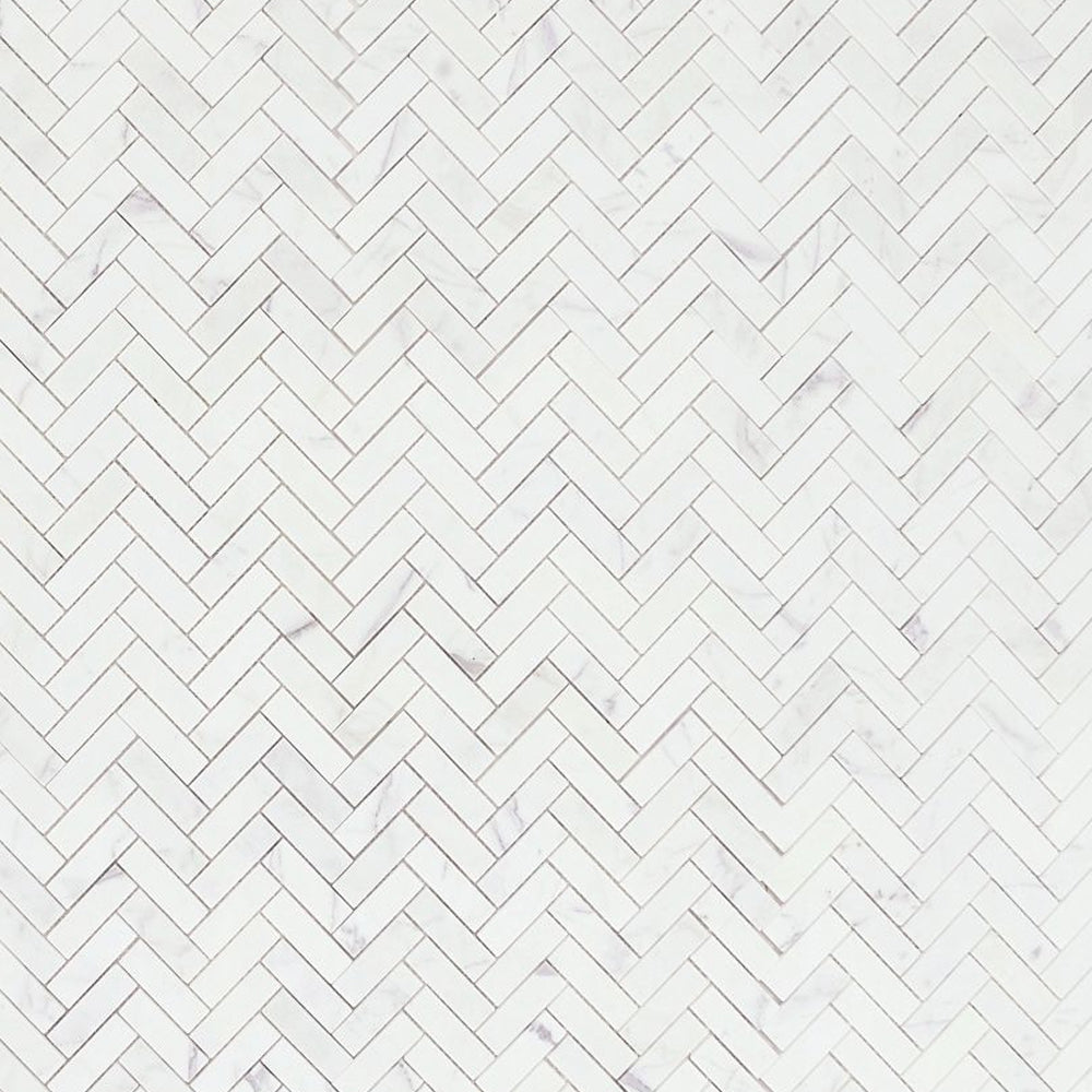 Elysium Tiles Herringbone Calacatta White Honed 11.25" x 11.25" Marble Mosaic Tile