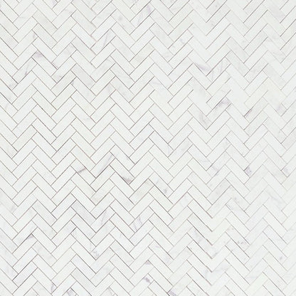 Elysium Tiles Herringbone Calacatta White Honed 11.25" x 11.25" Marble Mosaic Tile