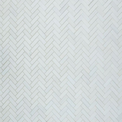 Elysium Tiles Herringbone Dolomite Polished 12" x 12.75" Marble Mosaic Tile