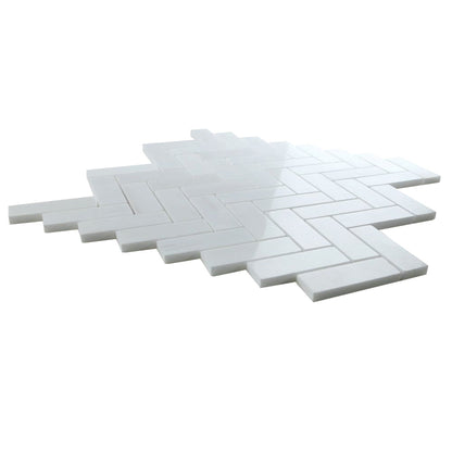 Elysium Tiles Herringbone Dolomite Polished 12" x 12.75" Marble Mosaic Tile