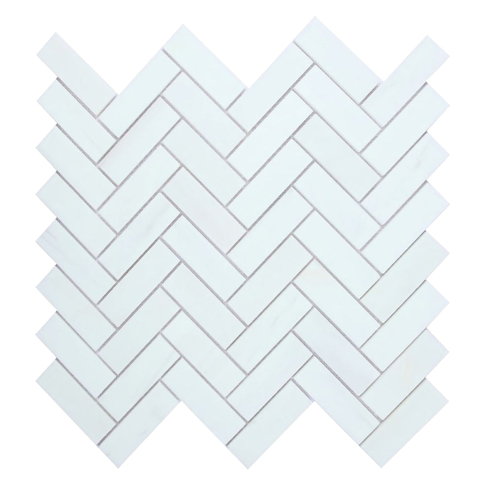 Elysium Tiles Herringbone Dolomite Polished 12" x 12.75" Marble Mosaic Tile