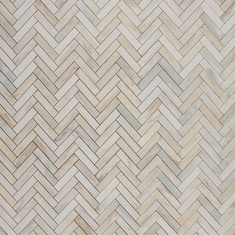 Elysium Tiles Herringbone Eurasian 11.25" x 11.25" Marble Mosaic Tile