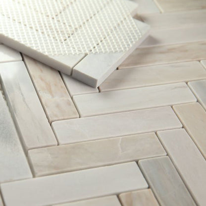 Elysium Tiles Herringbone Eurasian 11.25" x 11.25" Marble Mosaic Tile