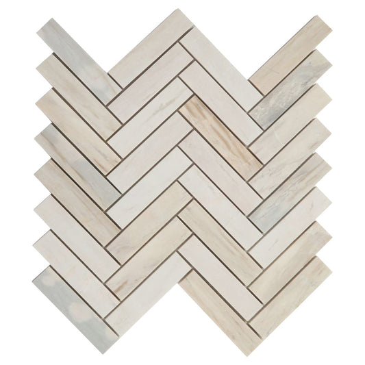 Elysium Tiles Herringbone Eurasian 11.25" x 11.25" Marble Mosaic Tile