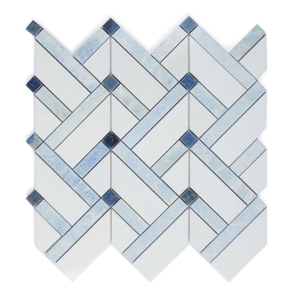 Elysium Tiles Herringbone Royal Sapphire 11.75" x 12.25" Marble Mosaic Tile