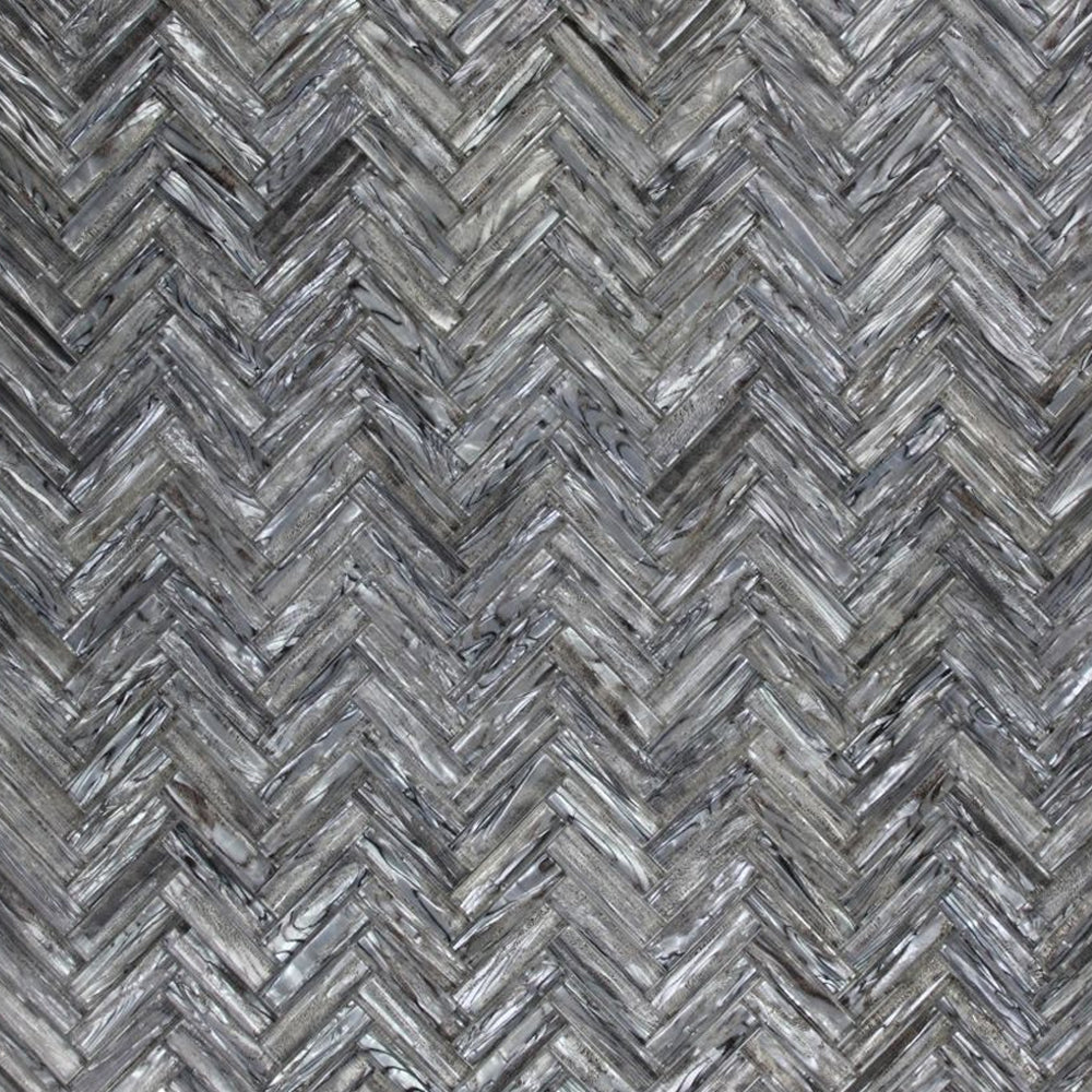 Elysium Tiles Herringbone Shell Silver 11" x 11" Glass Mosaic Tile