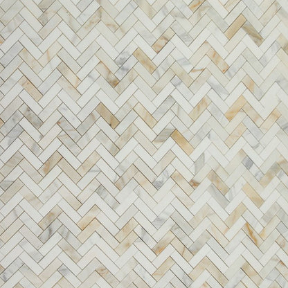 Elysium Tiles Herringbone Sunrise Honed 11" x 12.5" Marble Mosaic Tile