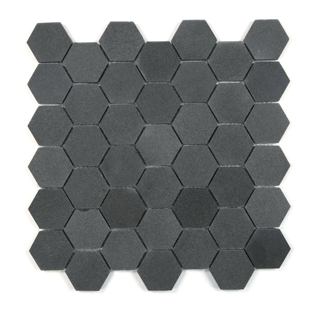 Elysium Tiles Hexagon Basalt (2" x 2" Pieces) 11.75" x 12" Basalt Mosaic Tile