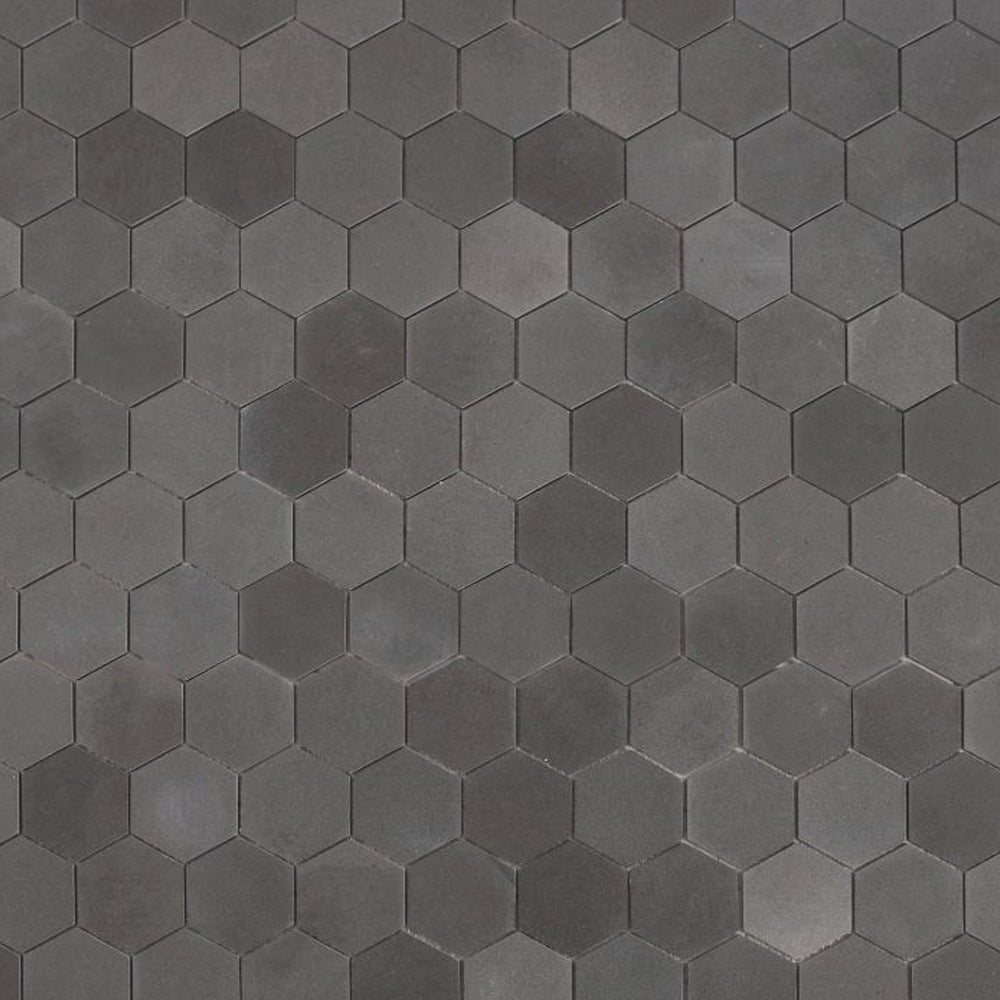 Elysium Tiles Hexagon Basalt (3" x 3" Pieces) 10.25" x 11.75" Basalt Mosaic Tile