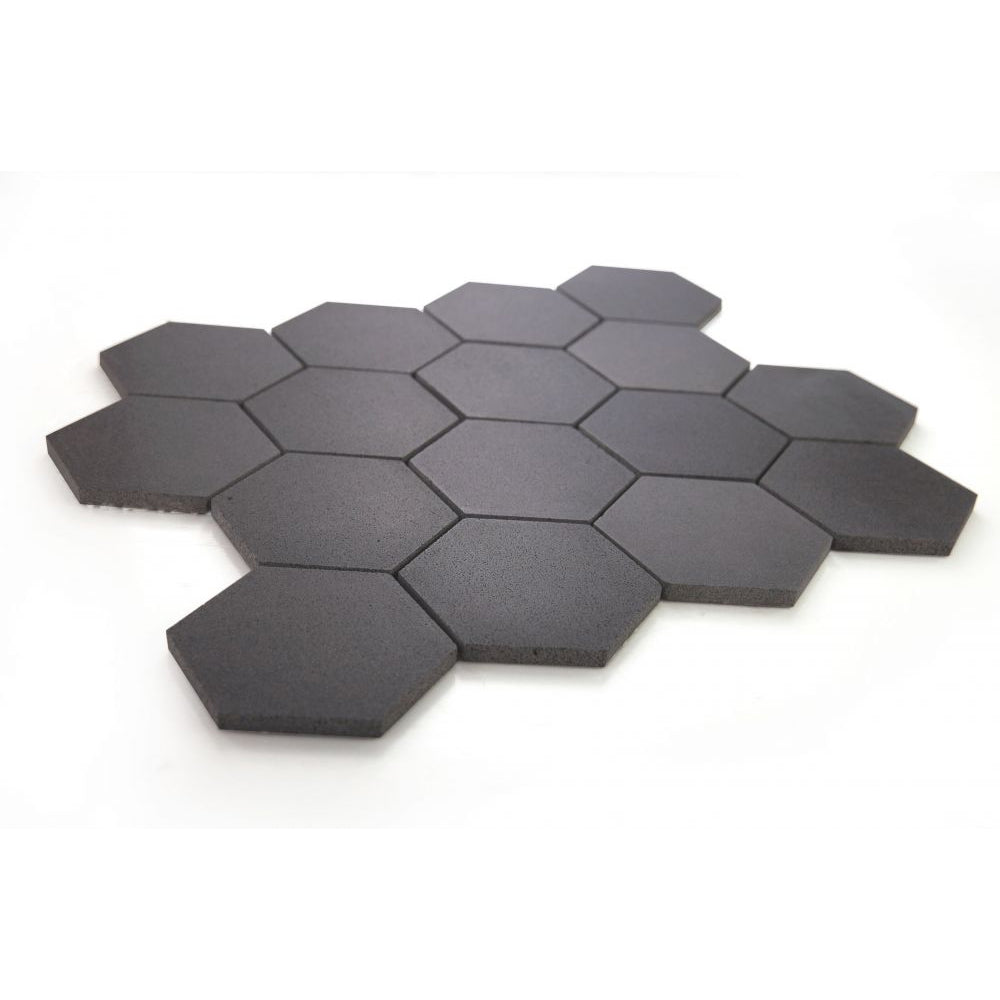 Elysium Tiles Hexagon Basalt (3" x 3" Pieces) 10.25" x 11.75" Basalt Mosaic Tile