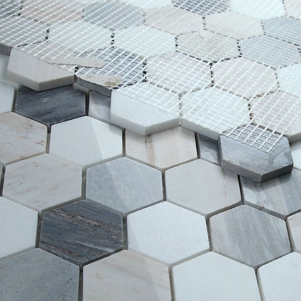 Elysium Tiles Hexagon Beach (2" x 2" Pieces) 11.75" x 12" Marble Mosaic Tile